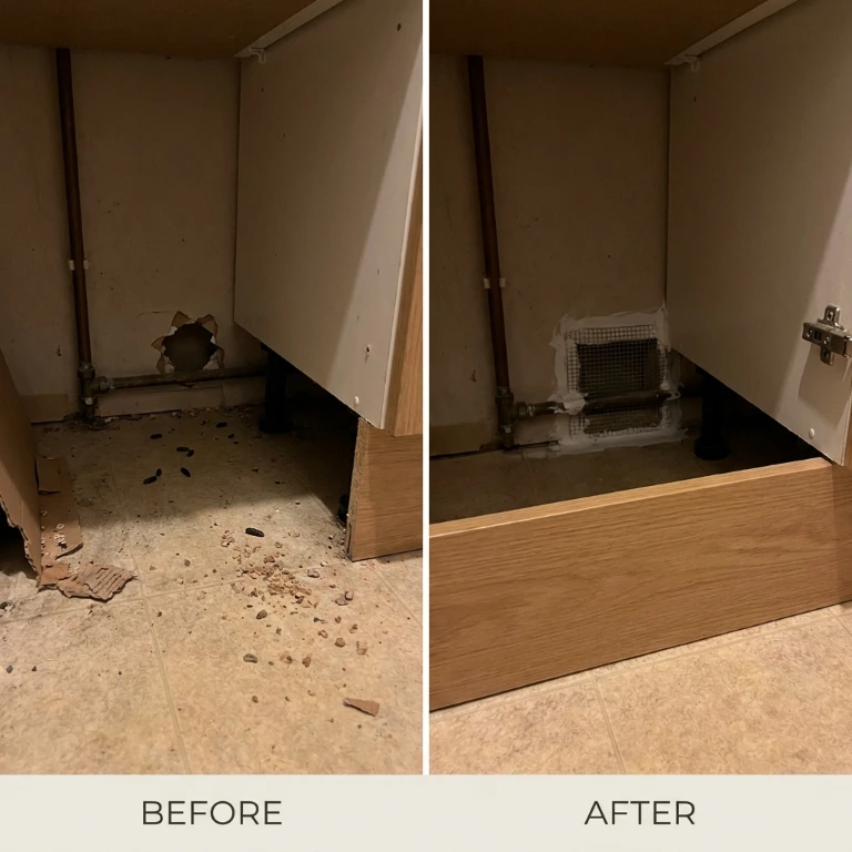 Rat and mouse control technician proofing a London home