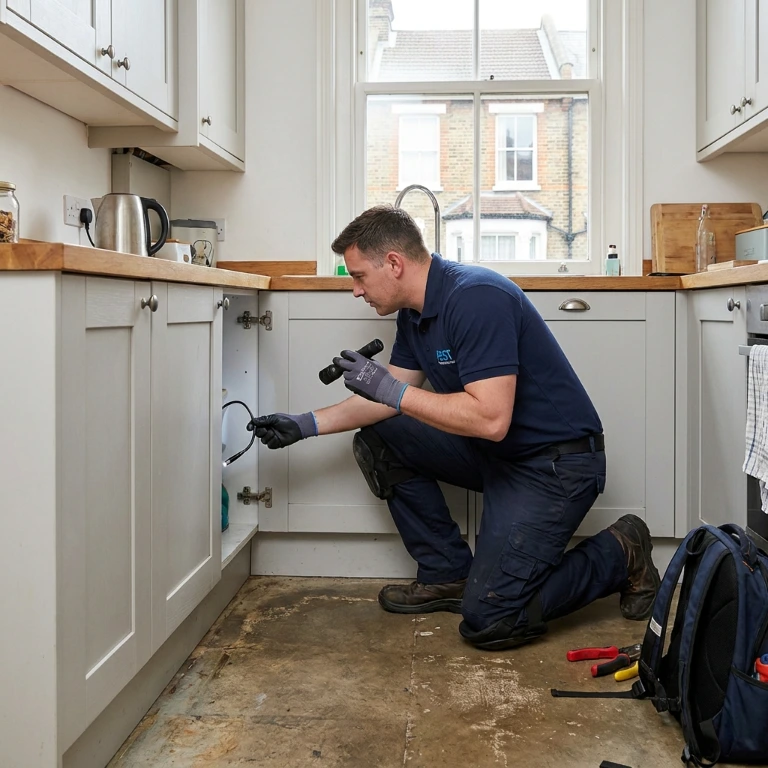 Rat and mouse control technician proofing a London home