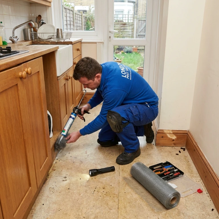 Rat and mouse control technician proofing a London home